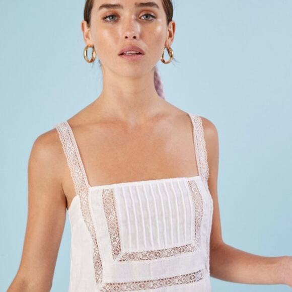 REFORMATION 'Ida' White Lace Cotton Mini Dress Size LARGE - Picture 4 of 14